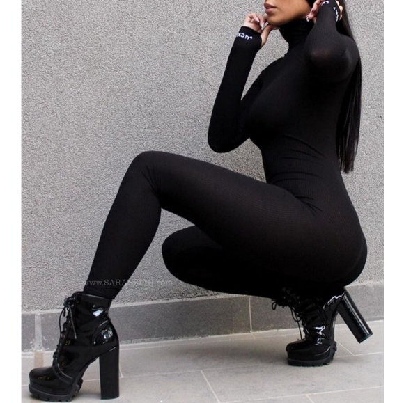 𝙇𝙖𝙨𝙩 𝙎𝙞𝙯 8.5🥇🖤Patent Lug Sole Lace Up Platform Boot - BLACK - Picture 3 of 16